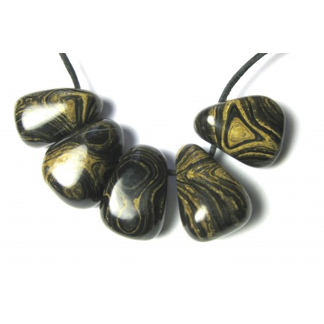 Trommelstein gebohrt Stromatolithmarmor VE 5 Stück