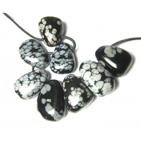 Trommelstein gebohrt Obsidian Schneeflocke 500 g