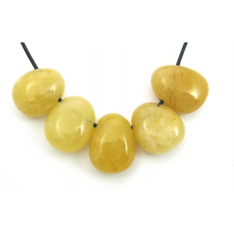 Trommelstein gebohrt Chalcedon gelb VE 5 Stück