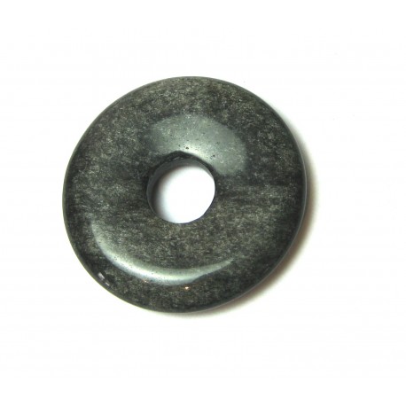 Donut Obsidian Silber 30 mm