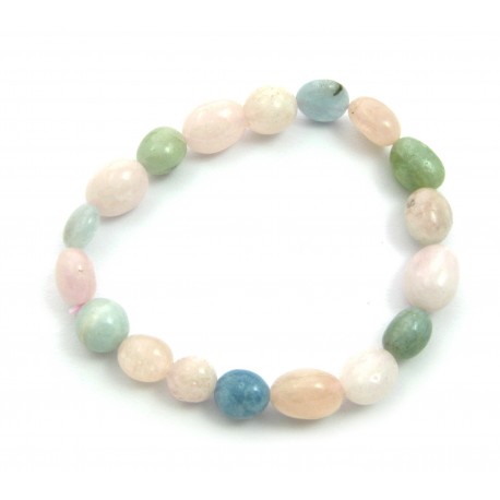 Nugget-Armband Beryll rosa-grün-blau