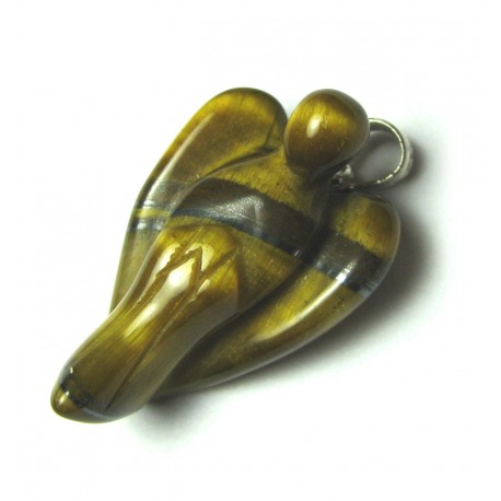 Engel-Anhänger Tigerauge 2,5 cm 925er Silber
