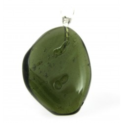 Trommelstein-Anhänger Moldavit 925er Silber