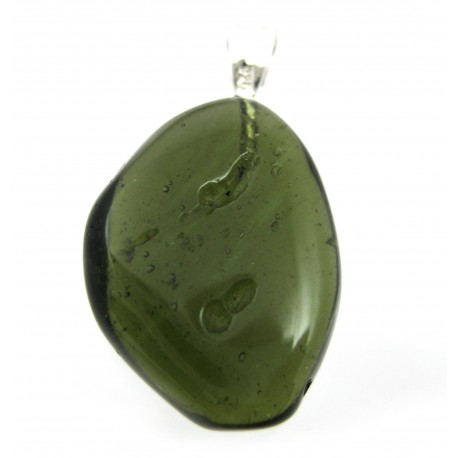 Trommelstein-Anhänger Moldavit 925er Silber