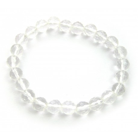 Kugel-Armband Bergkristall facettiert 8 mm