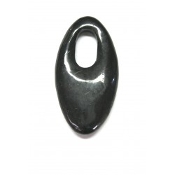 Navette Schungit (Steinkohle) frontgebohrt 6 cm
