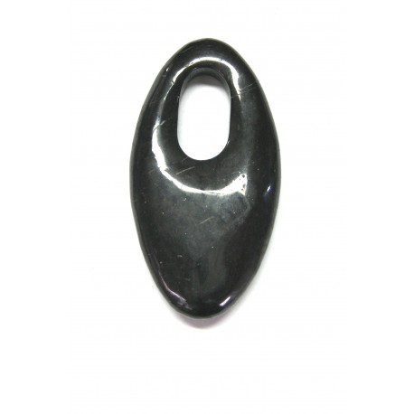 Navette Schungit (Steinkohle) frontgebohrt 6 cm