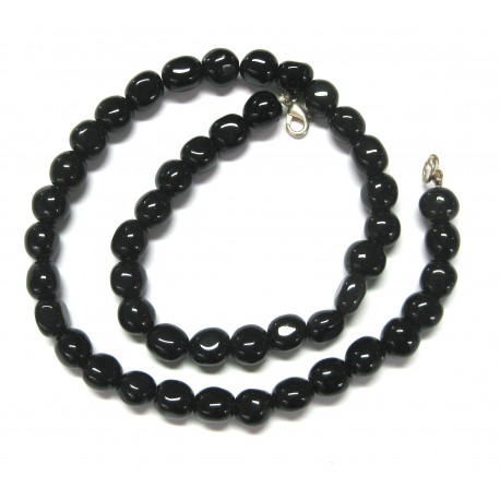 Nugget-Kette Obsidian Silber 47-48 cm