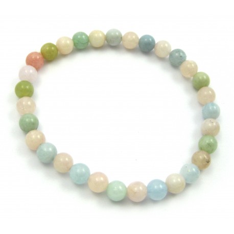 Kugel-Armband Beryll rosa-grün-blau 6 mm