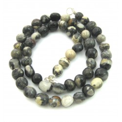 Nugget-Kette Jaspis Silver Leaf 47-48 cm