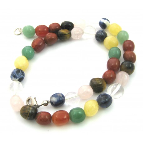 Nugget-Kette Mix bunt (teils erhitzt und gefärbt) 45 cm