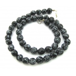 Nugget-Kette Obsidian Schneeflocke A 47-48 cm