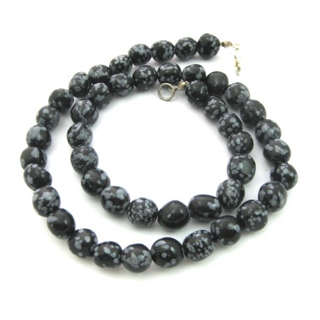 Nugget-Kette Obsidian Schneeflocke A 47-48 cm