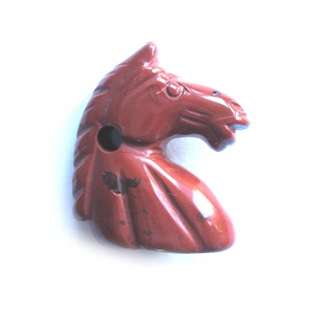 Anhänger Pferdekopf Jaspis rot 23 x 27 mm gebohrt