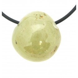 Trommelstein gebohrt Saphir gelb-grün