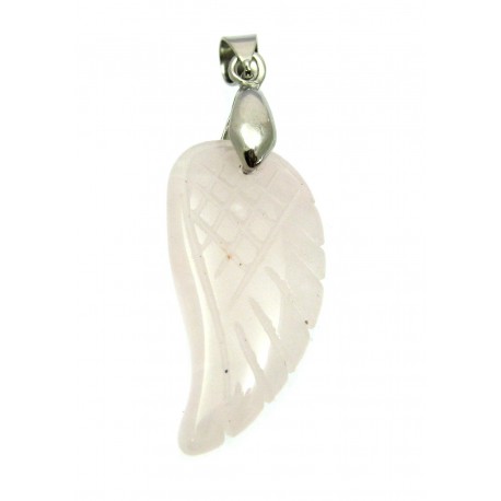 Anhänger Engels-Flügel Rosenquarz 3 cm mit Metall-Öse