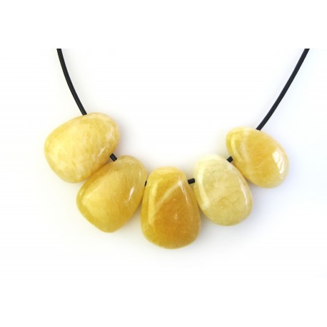 Trommelstein gebohrt Calcit, orange VE 5 Stück