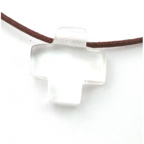 Kreuz gebohrt Bergkristall 15 mm