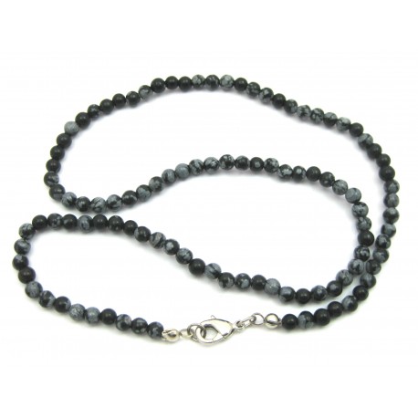 Kugel-Kette Obsidian Schneeflocke 4/45