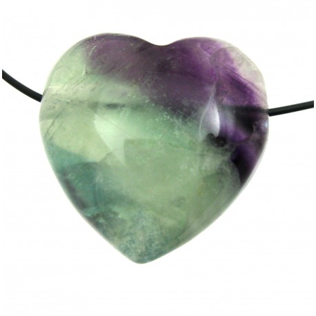 Herz gebohrt Fluorit bauchig 35 mm