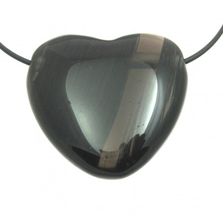 Herz gebohrt Obsidian Lamellen 35 mm