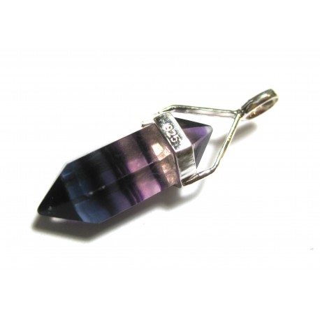 Anhänger Fluorit Doppelspitze 2 cm 925er Silber