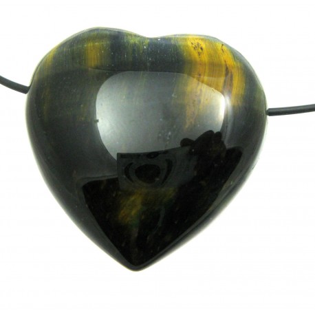 Herz gebohrt Tiger-Falkenauge bauchig 45 mm