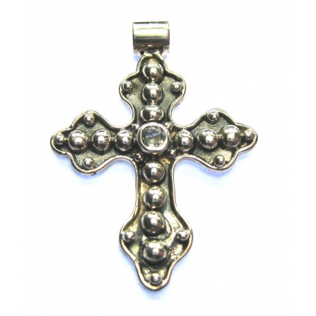 Anhänger Kreuz mit Topas 3,5 cm 925er Silber