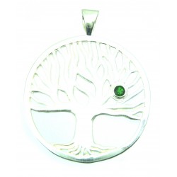 Anhänger Weltenbaum mit Diopsid 4 cm 925er Silber