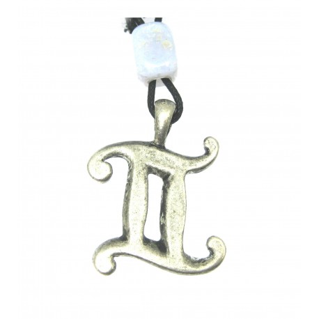 Zinn-Anhänger Zwilling, Chalcedon-Perle