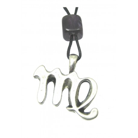 Zinn-Anhänger Jungfrau, Amethyst-Perle