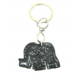 Schlüsselanhänger Elefant Obsidian Schneeflocke