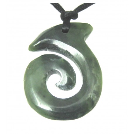 Maori Anhänger Nephrit Fischhaken groß 28 x 40 mm