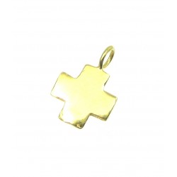 Anhänger Griechisches-Kreuz klein 10 mm 925er Silber vergoldet poliert