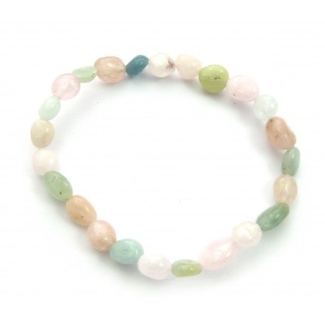 Nugget-Armband klein Beryll rosa-grün-blau fein 5-7 mm