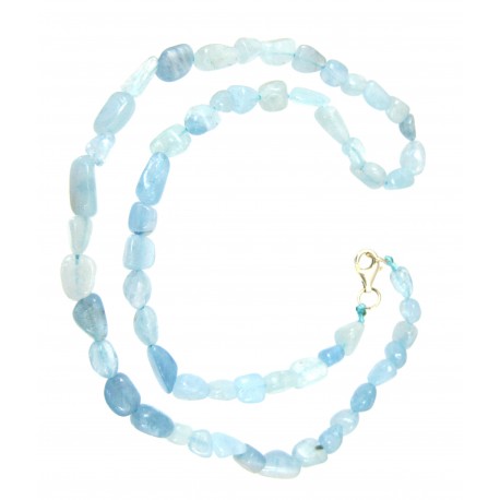 Nugget-Kette Aquamarin fein