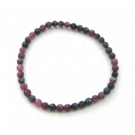 Kugel-Armband Mix Rubin Safir facettiert 3-4 mm