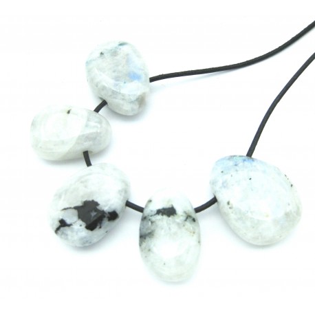 Trommelstein gebohrt Labradorit weiß A VE 5 Stück