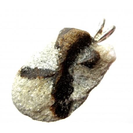 Anhänger Staurolith roh 925er Silber-Öse