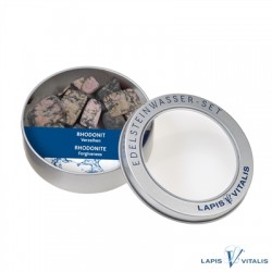 Wassersteine Rhodonit in Metall-Geschenkdose
