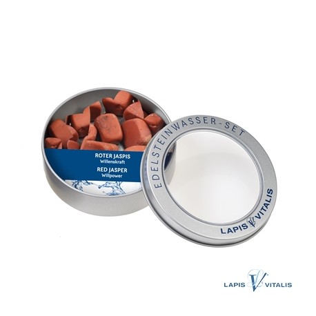 Wassersteine Jaspis (rot) in Metall-Geschenkdose