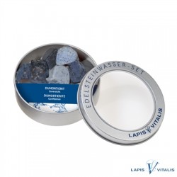 Wassersteine Dumortierit in Metall-Geschenkdose