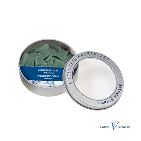 Wassersteine Aventurinquarz grün in Metall-Geschenkdose