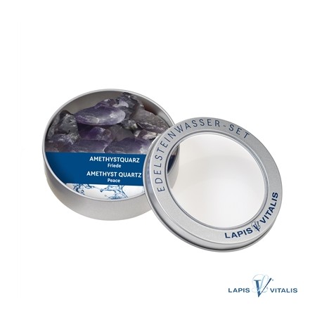 Wassersteine Amethyst in Metall-Geschenkdose