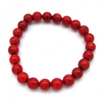 Kugel-Armband Koralle Bambuskoralle (gefärbt, stab.) 8 mm