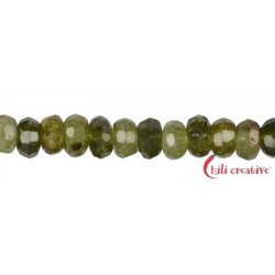 Strang Button Granat grün (Grossular) facettiert 4-5 x 8-9 mm