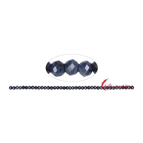 Strang Kugeln Safir (dunkel) facettiert 3 mm