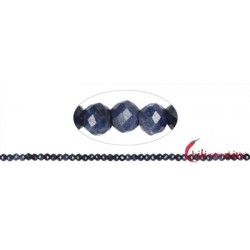 Strang Button Safir (dunkel) facettiert 3 x 4 mm