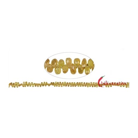 Strang Tropfen Safir (gelb) facettiert 3 x 5 mm