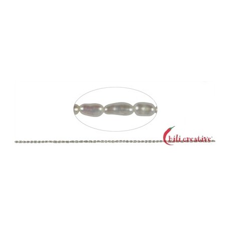 Strang Reiskorn Süßwasser-Perle A+ weiß 5 x 2 mm